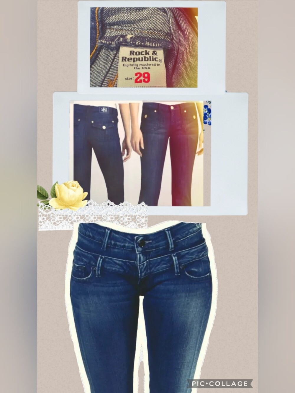 2 Size 29 Rock & Republic Dark Blue Women’s LOW-RISE Jeans